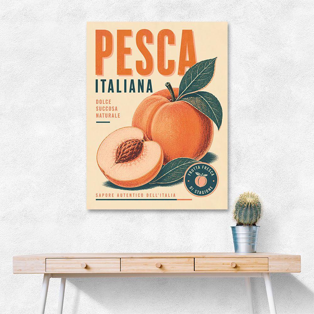 Peaches Italian Fruit Vintage Advert Art Print