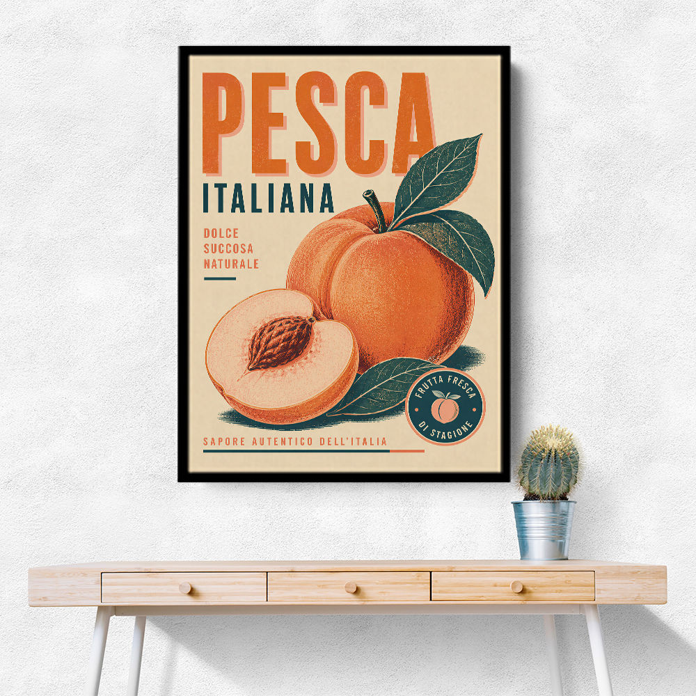 Peaches Italian Fruit Vintage Advert Art Print