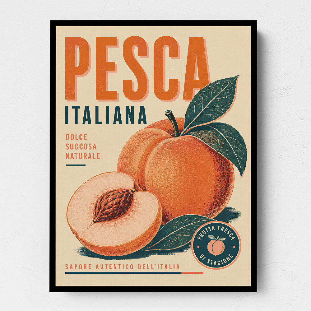 Peaches Italian Fruit Vintage Advert Art Print