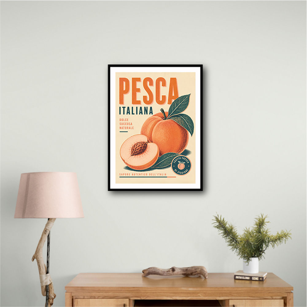 Peaches Italian Fruit Vintage Advert Art Print