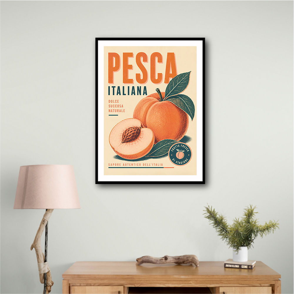 Peaches Italian Fruit Vintage Advert Art Print