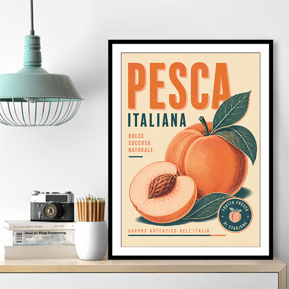 Peaches Italian Fruit Vintage Advert Art Print