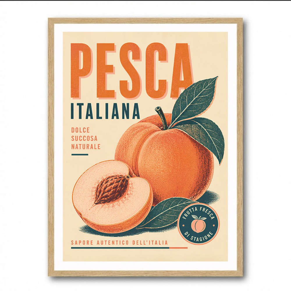 Peaches Italian Fruit Vintage Advert Art Print