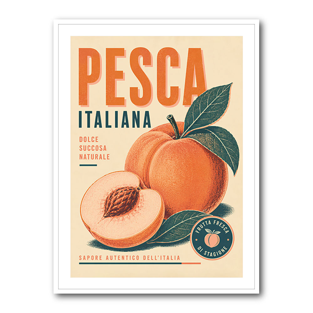 Peaches Italian Fruit Vintage Advert Art Print