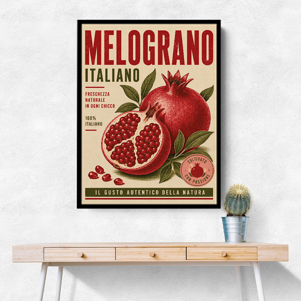 Pomegranate Italian Vintage Food Poster Wall Art