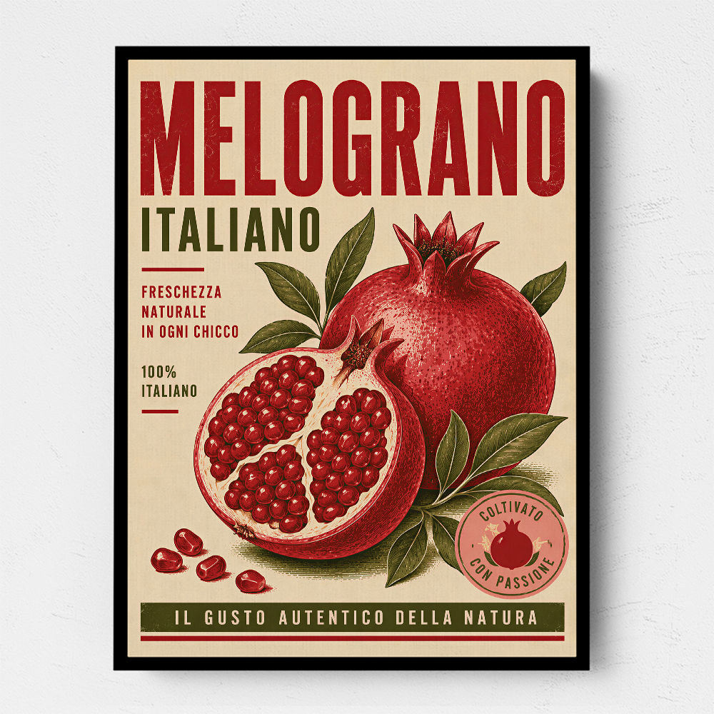 Pomegranate Italian Vintage Food Poster Wall Art