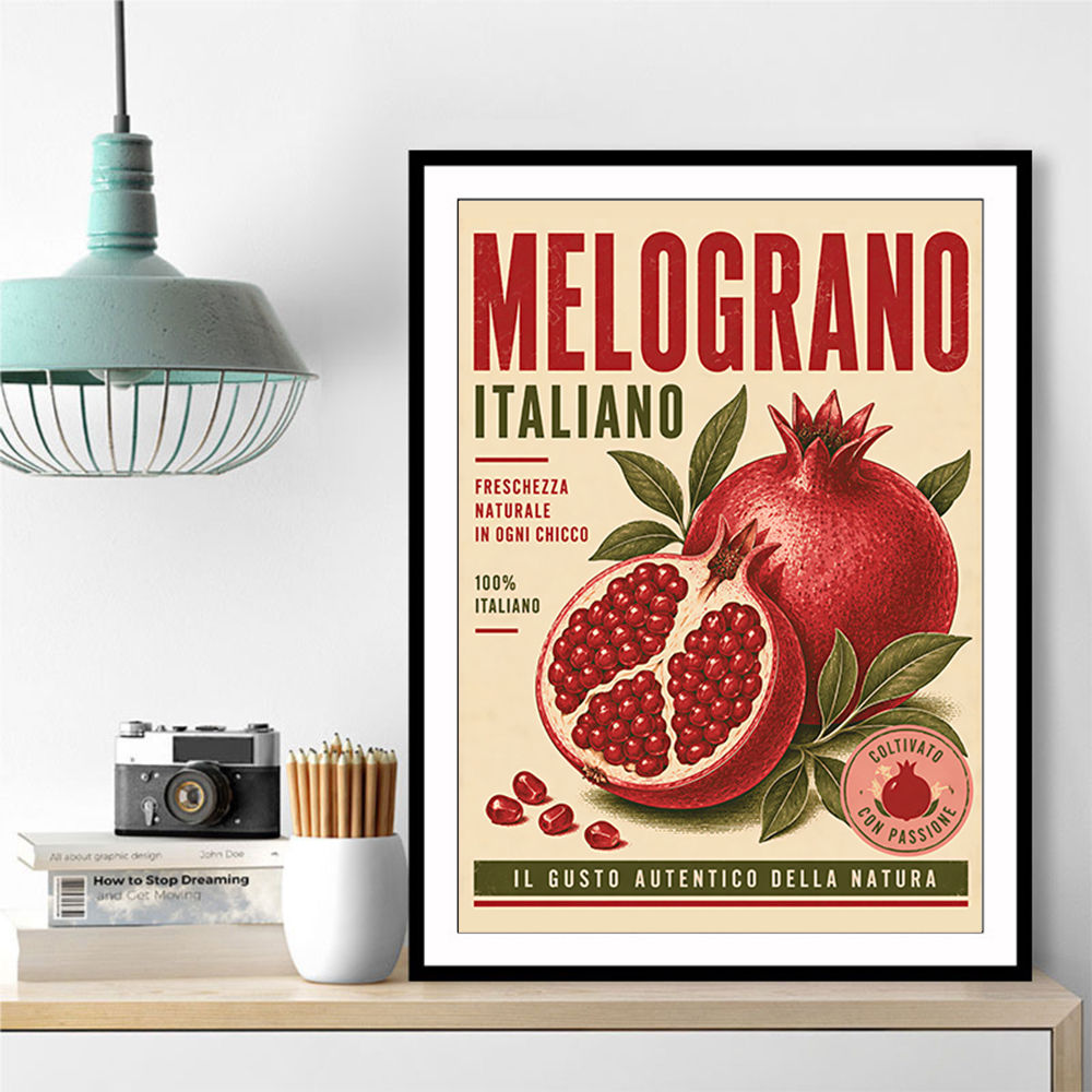 Pomegranate Italian Vintage Food Poster Wall Art