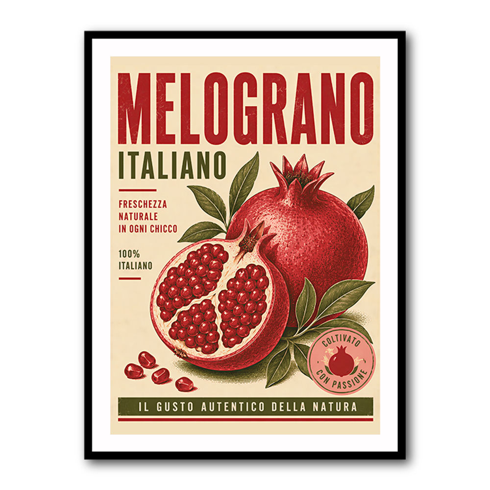 Pomegranate Italian Vintage Food Poster Wall Art