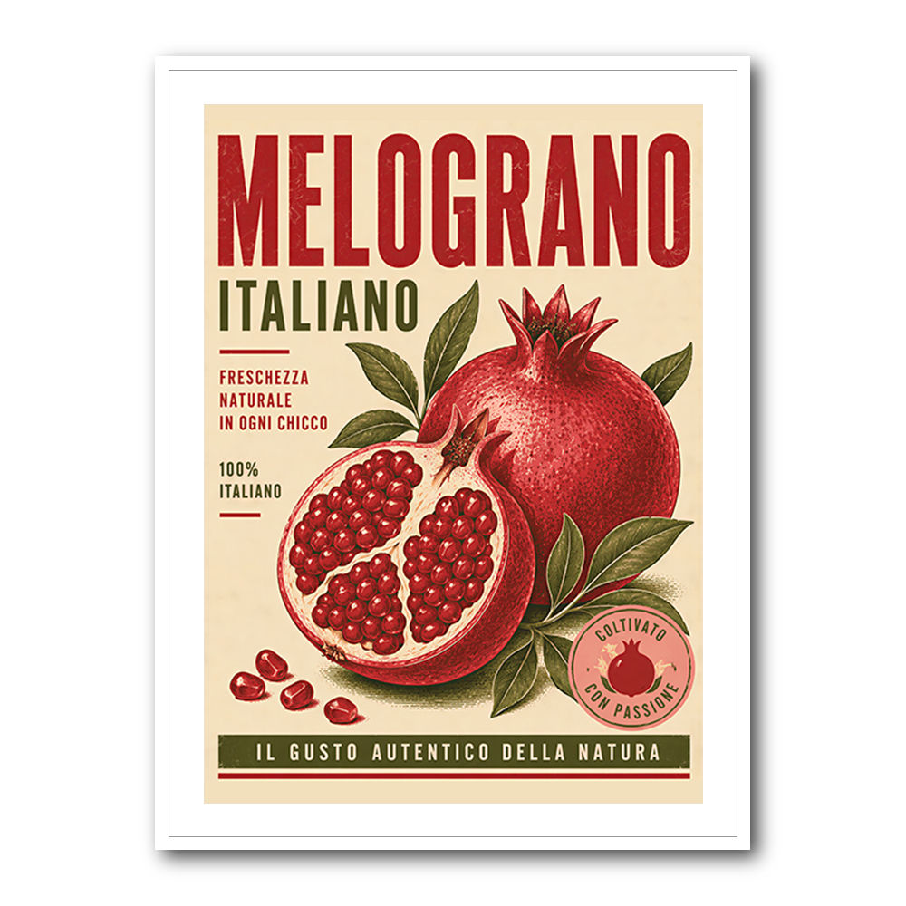 Pomegranate Italian Vintage Food Poster Wall Art