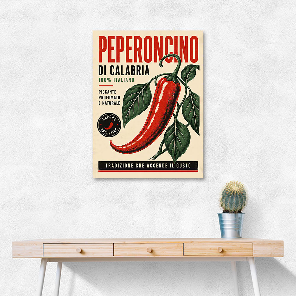 Red Chili Pepper Vintage Poster Wall Art