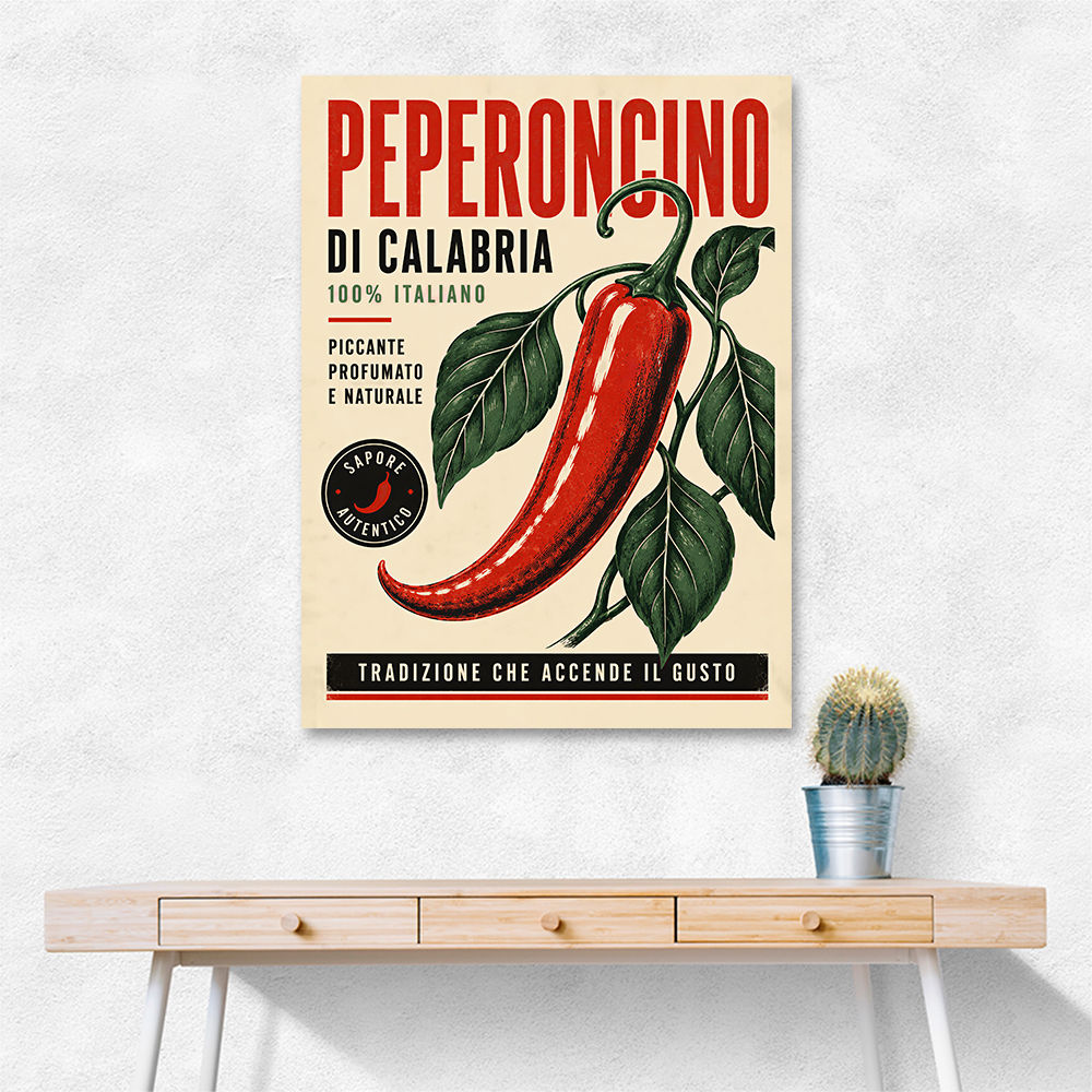 Red Chili Pepper Vintage Poster Wall Art