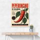 Red Chili Pepper Vintage Poster Wall Art