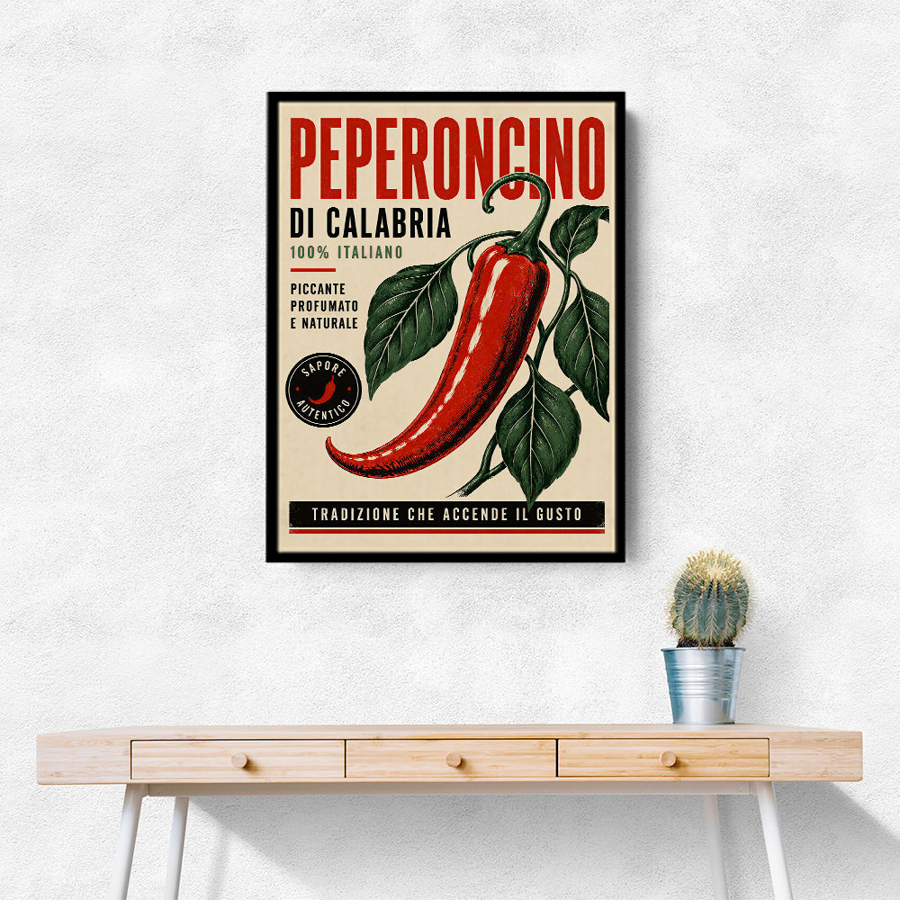Red Chili Pepper Vintage Poster Wall Art