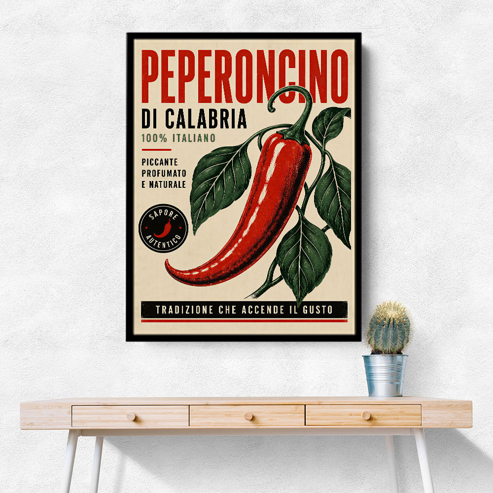 Red Chili Pepper Vintage Poster Wall Art