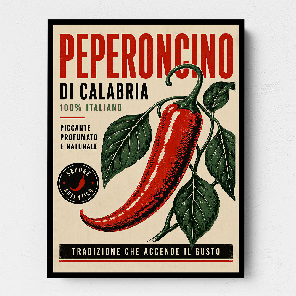 Red Chili Pepper Vintage Poster Wall Art