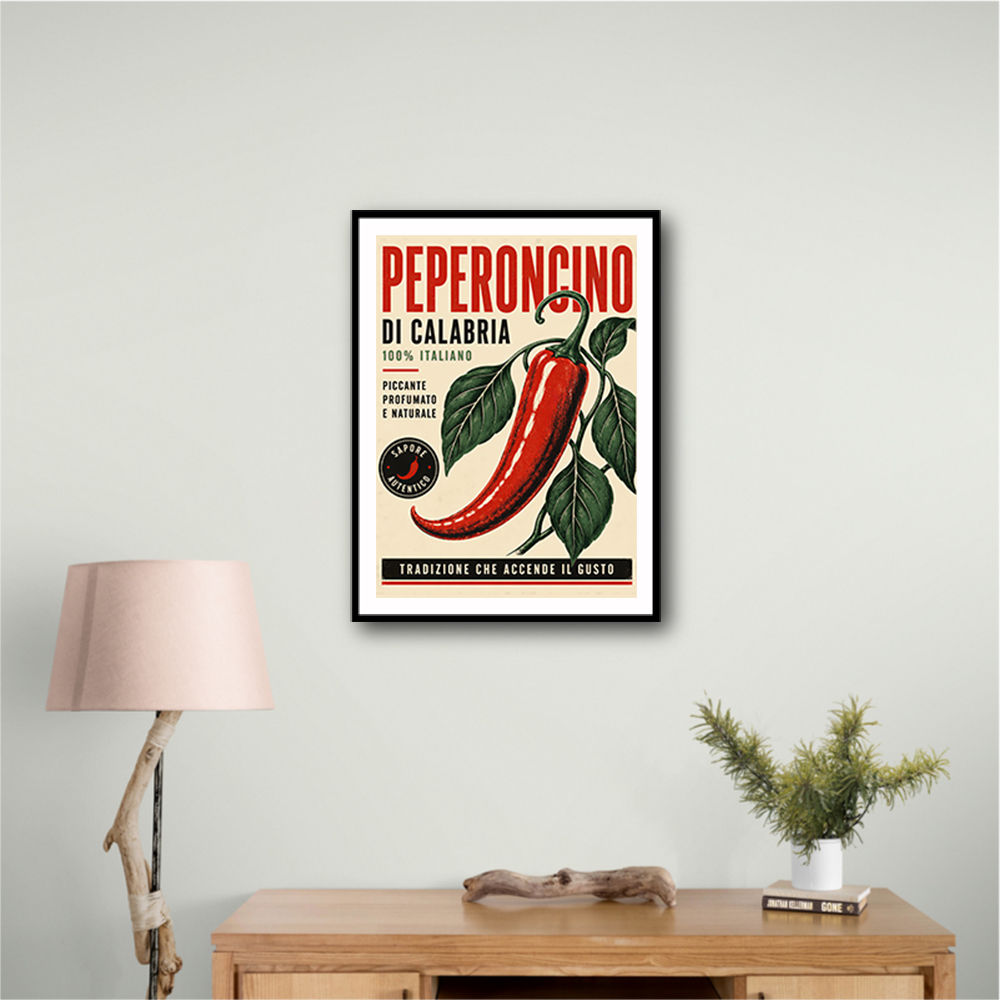 Red Chili Pepper Vintage Poster Wall Art