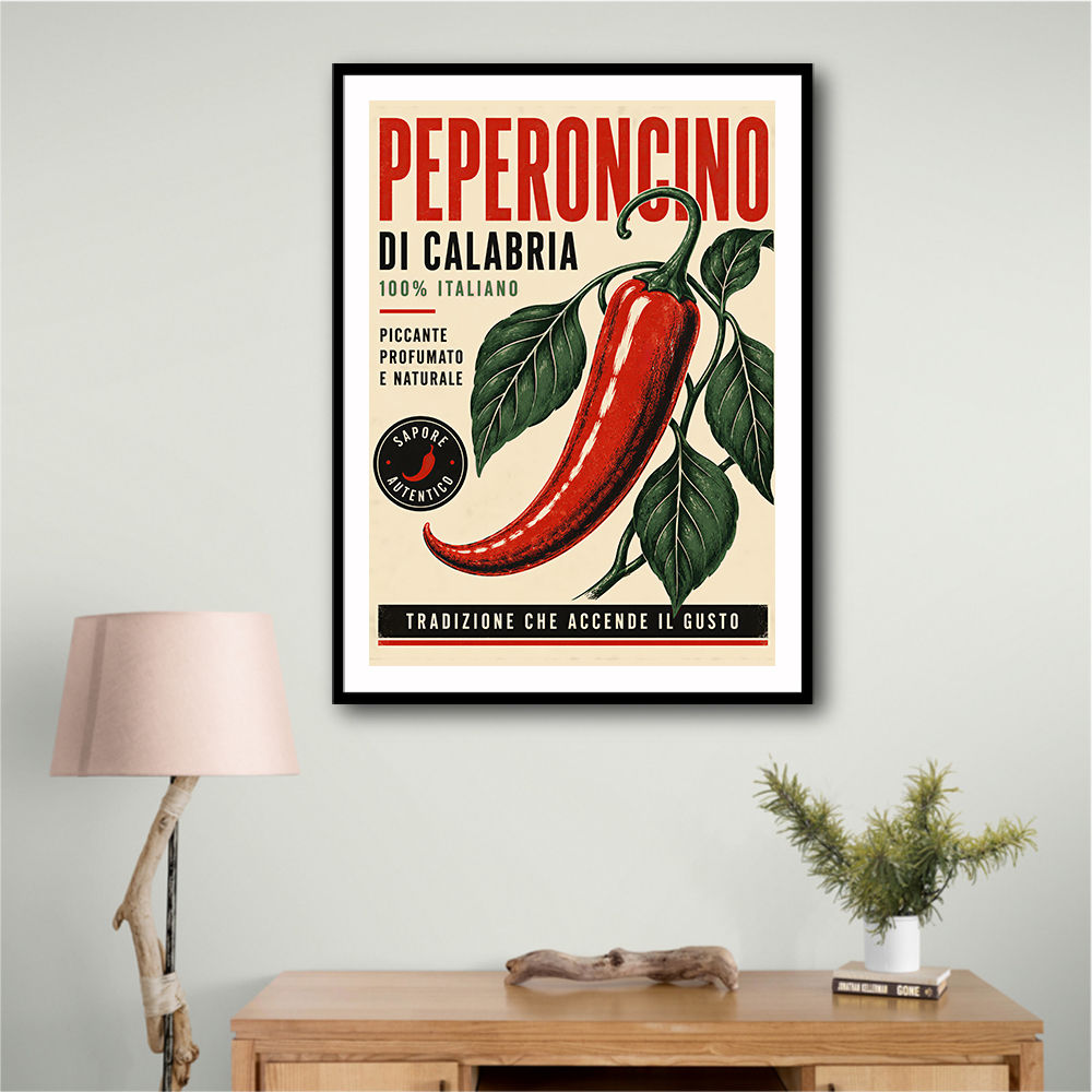 Red Chili Pepper Vintage Poster Wall Art