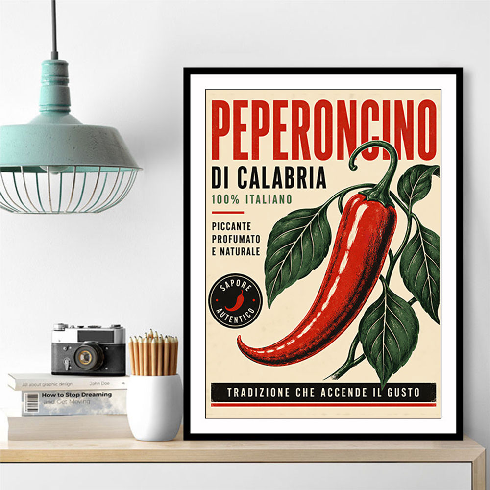 Red Chili Pepper Vintage Poster Wall Art