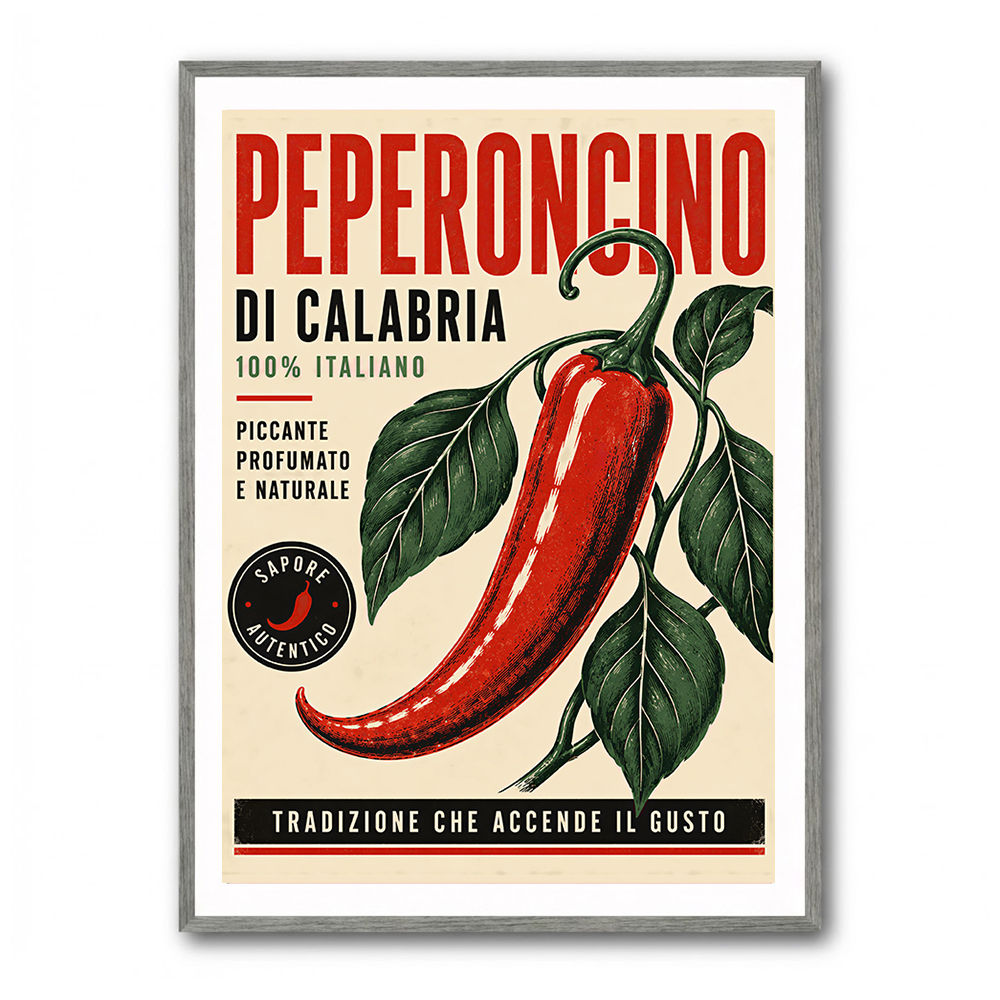Red Chili Pepper Vintage Poster Wall Art