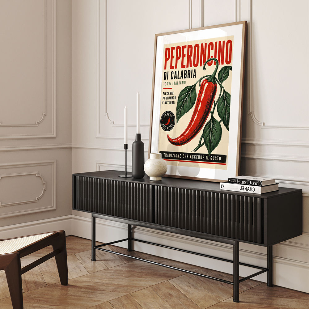 Red Chili Pepper Vintage Poster Wall Art