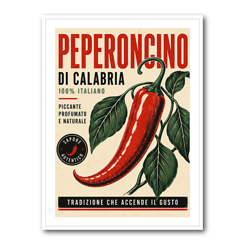 Red Chili Pepper Vintage Poster Wall Art
