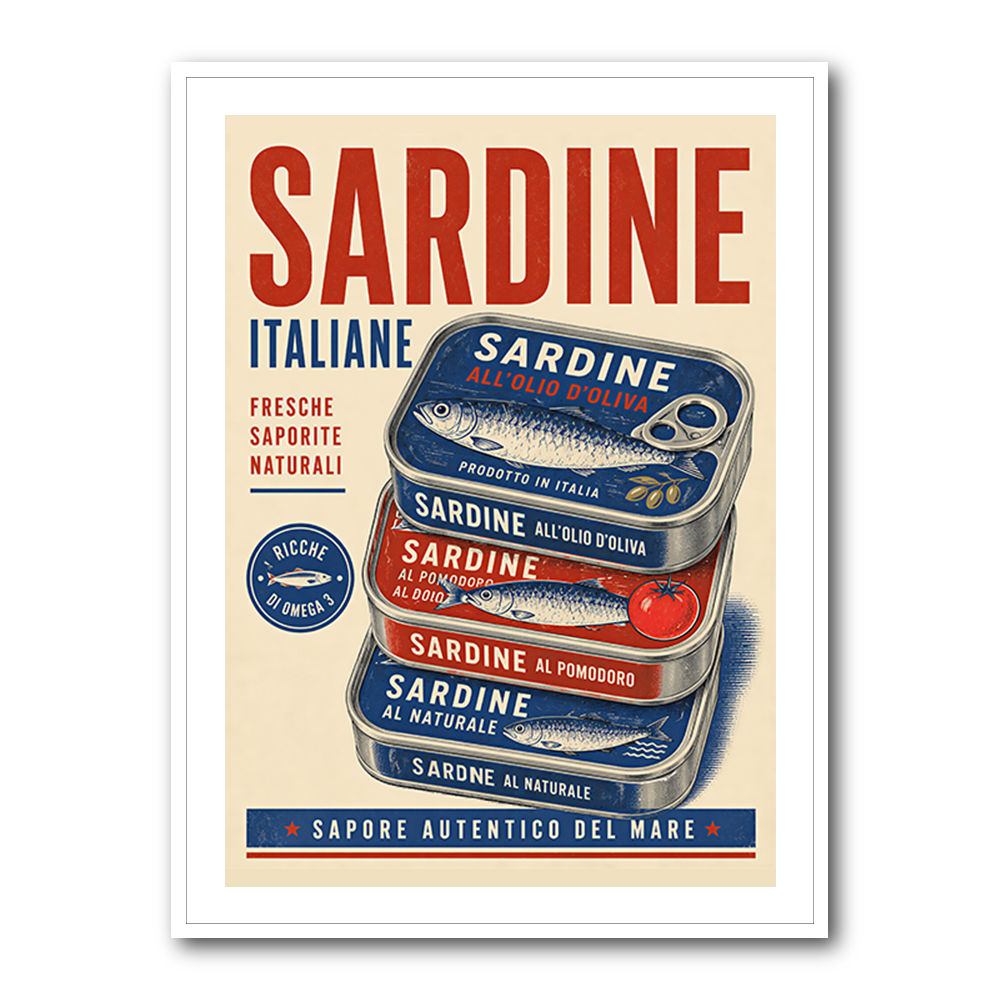 Sardine Can Italian Vintage Poster Art Print