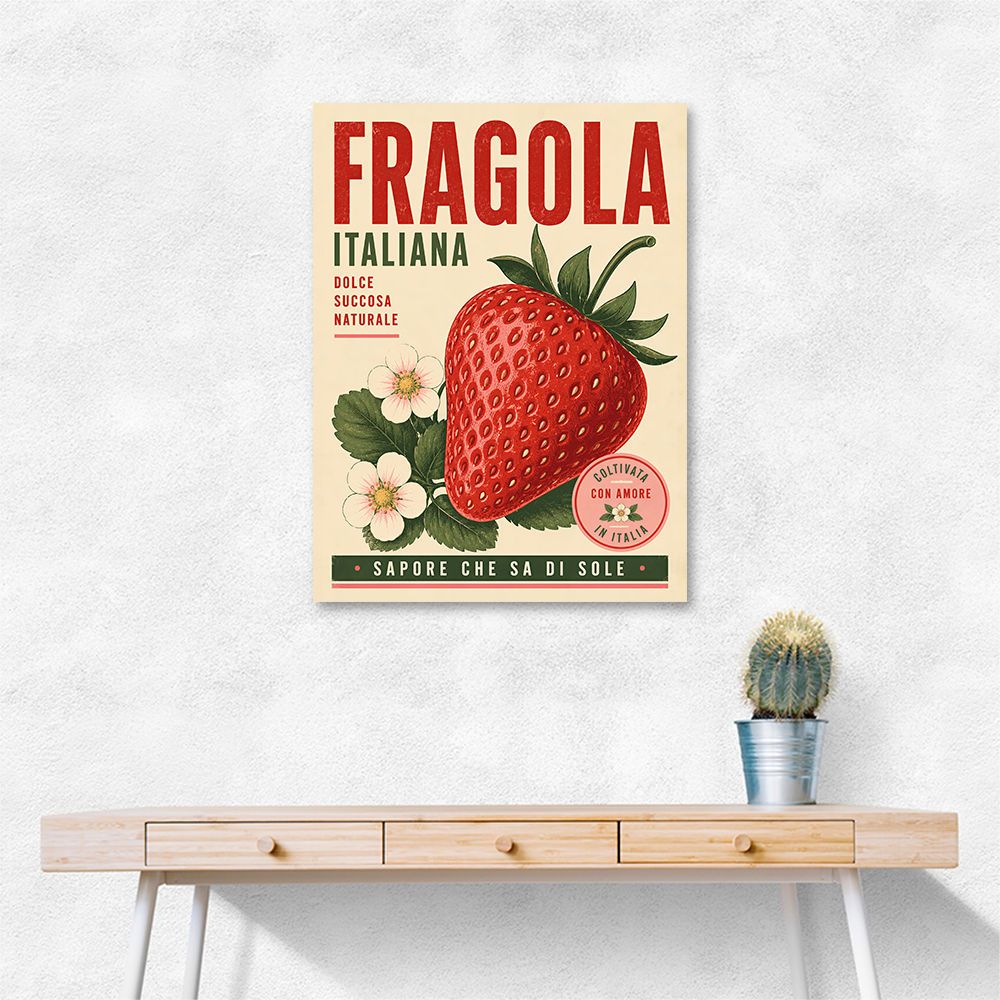 Strawberry Vintage Italian Poster Wall Art