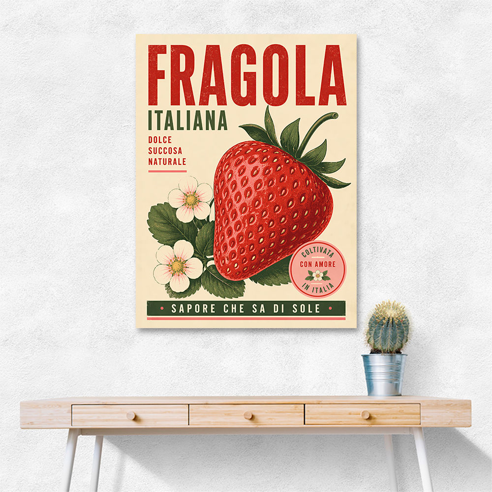 Strawberry Vintage Italian Poster Wall Art