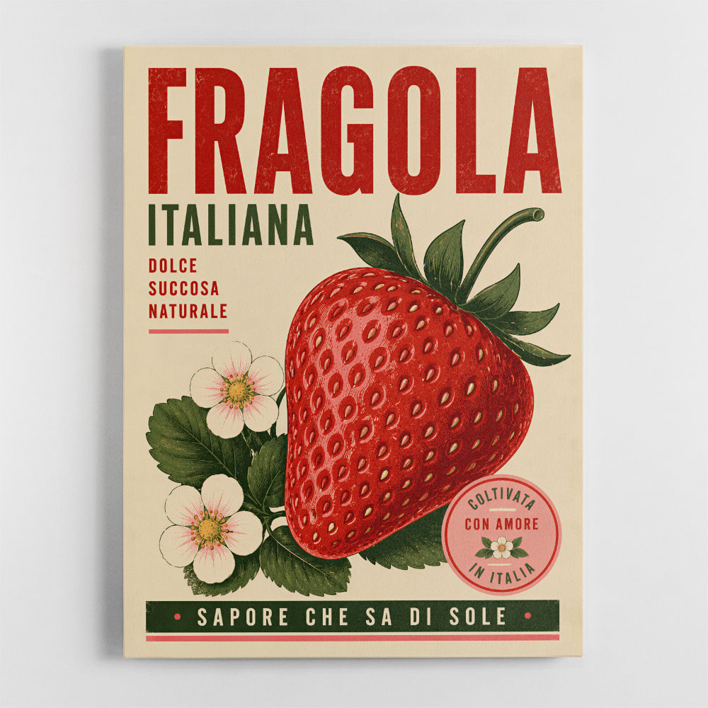 Strawberry Vintage Italian Poster Wall Art