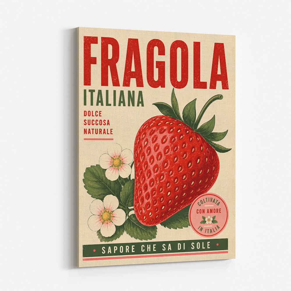 Strawberry Vintage Italian Poster Wall Art