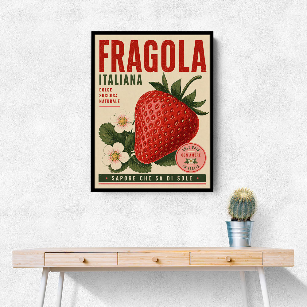 Strawberry Vintage Italian Poster Wall Art