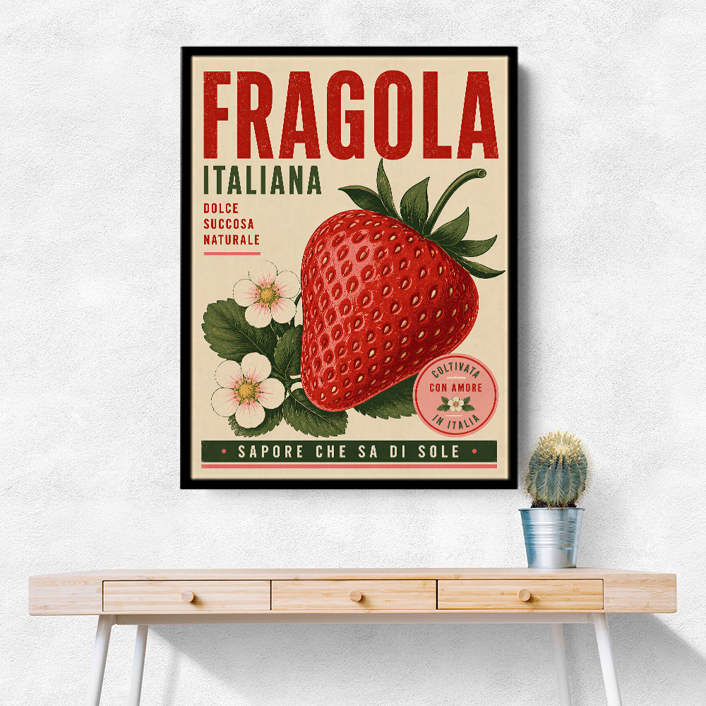 Strawberry Vintage Italian Poster Wall Art
