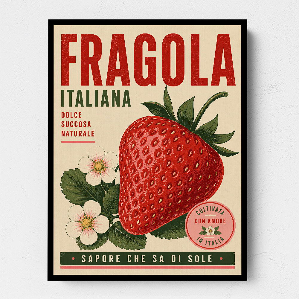 Strawberry Vintage Italian Poster Wall Art