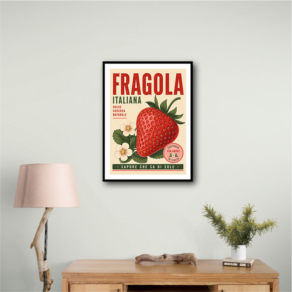 Strawberry Vintage Italian Poster Wall Art