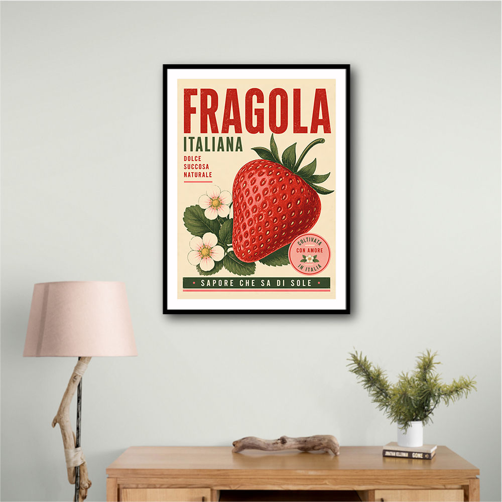 Strawberry Vintage Italian Poster Wall Art
