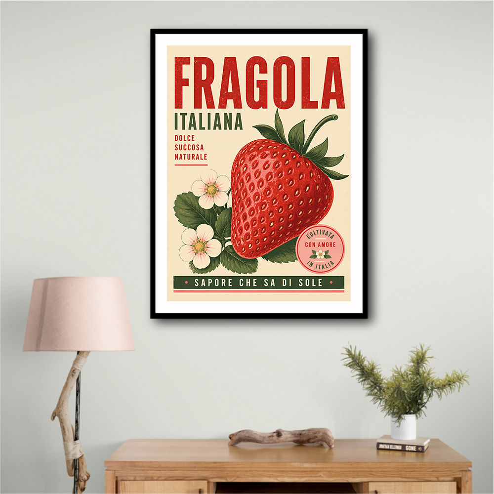 Strawberry Vintage Italian Poster Wall Art