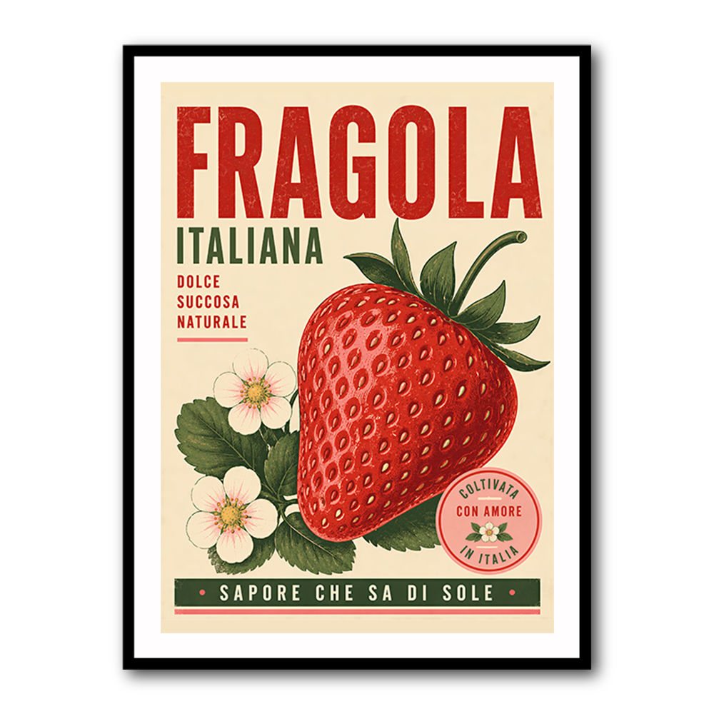 Strawberry Vintage Italian Poster Wall Art