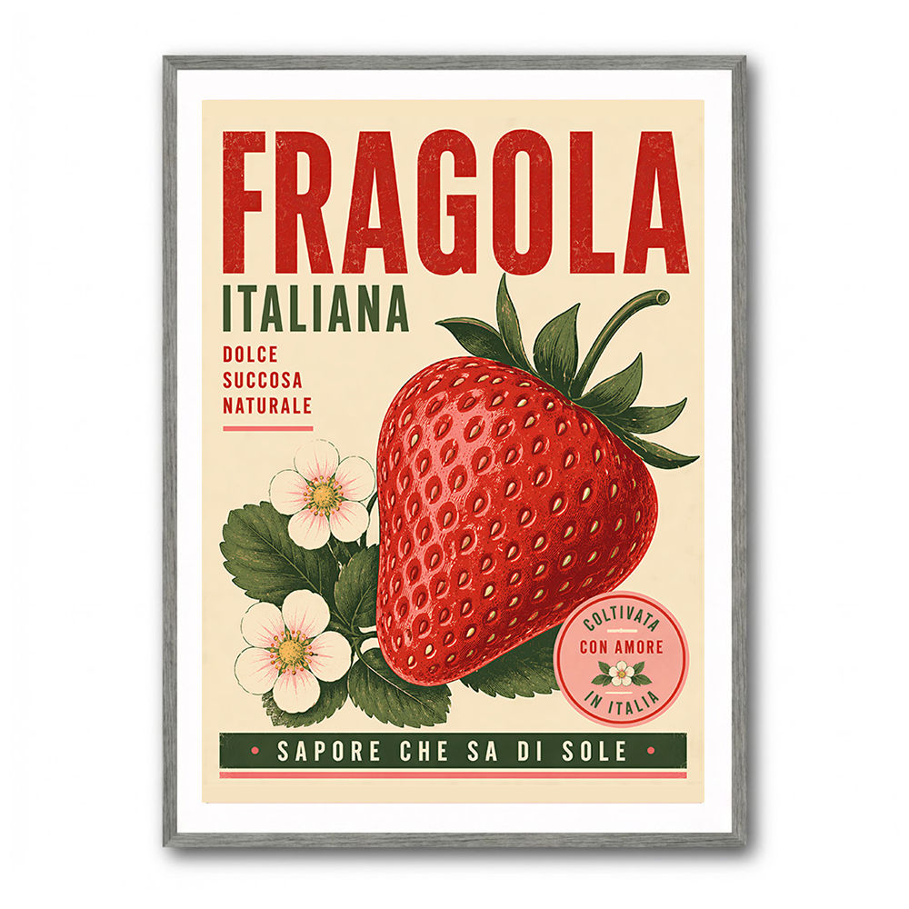 Strawberry Vintage Italian Poster Wall Art