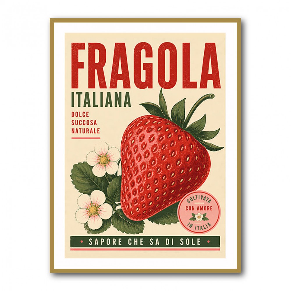 Strawberry Vintage Italian Poster Wall Art