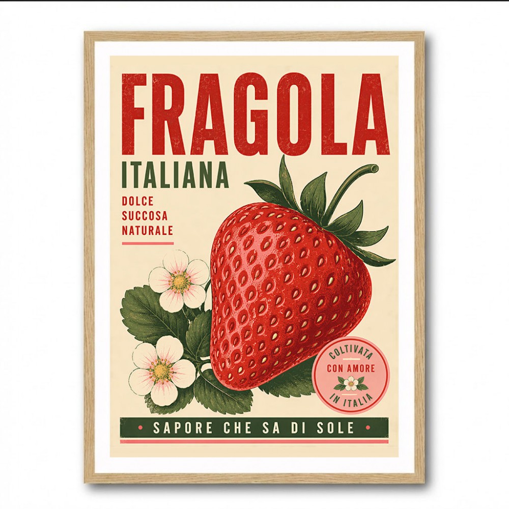 Strawberry Vintage Italian Poster Wall Art