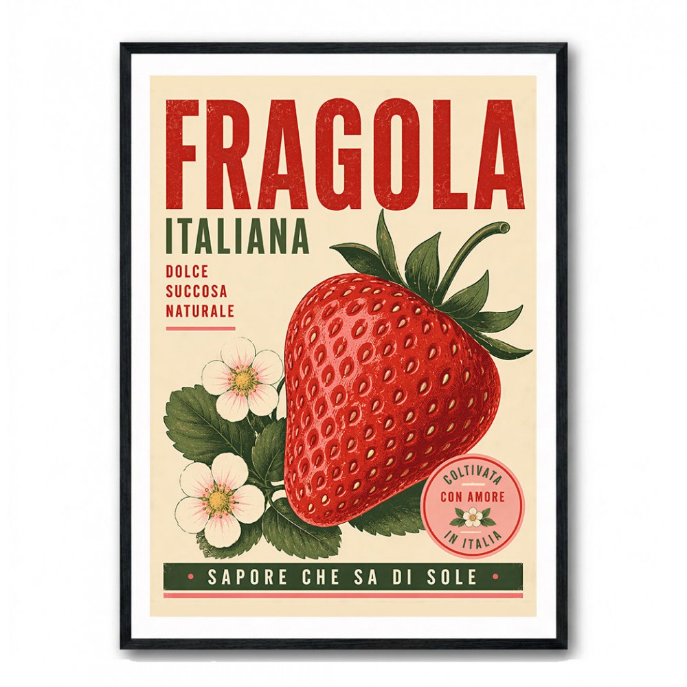 Strawberry Vintage Italian Poster Wall Art
