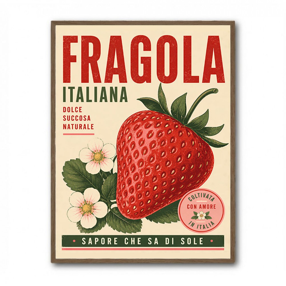 Strawberry Vintage Italian Poster Wall Art