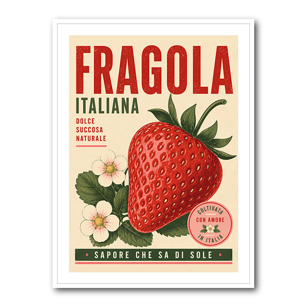 Strawberry Vintage Italian Poster Wall Art