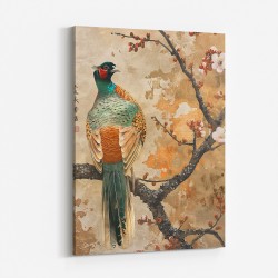 Japanese Green Pheasant Japandi Style Wall Art