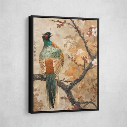 Japanese Green Pheasant Japandi Style Wall Art