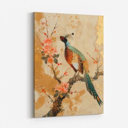 Japanese Green Pheasant 2 Japandi Style Wall Art