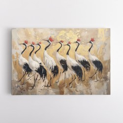 Flock of Cranes in a Japandi Style Wall Art