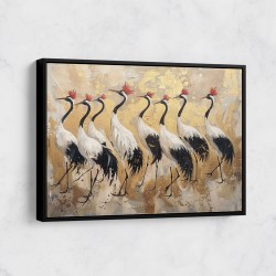 Flock of Cranes in a Japandi Style Wall Art