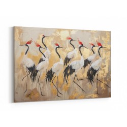 Flock of Cranes in a Japandi Style 1 Wall Art