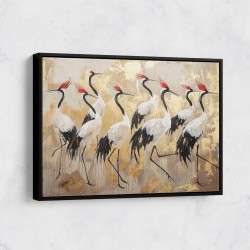 Flock of Cranes in a Japandi Style 1 Wall Art